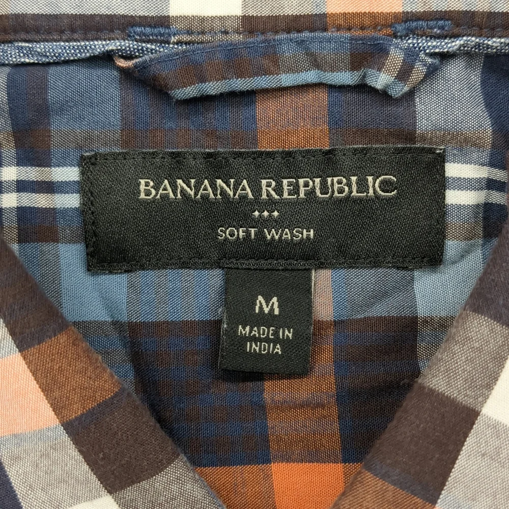 Banana Republic Shirt Mens Medium Plaid Soft Wash Button Down Long Sleeve Top